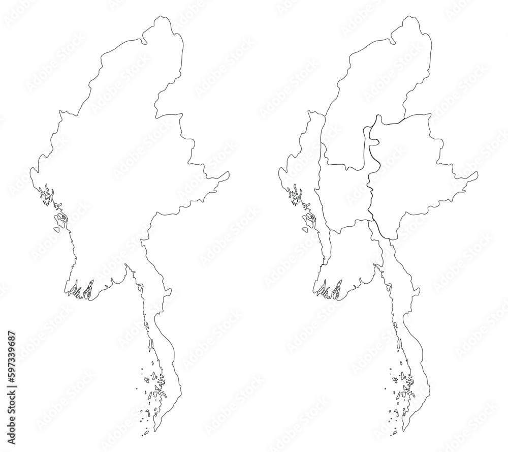 custom made wallpaper toronto digitalMyanmar map set with white-black on transparent background