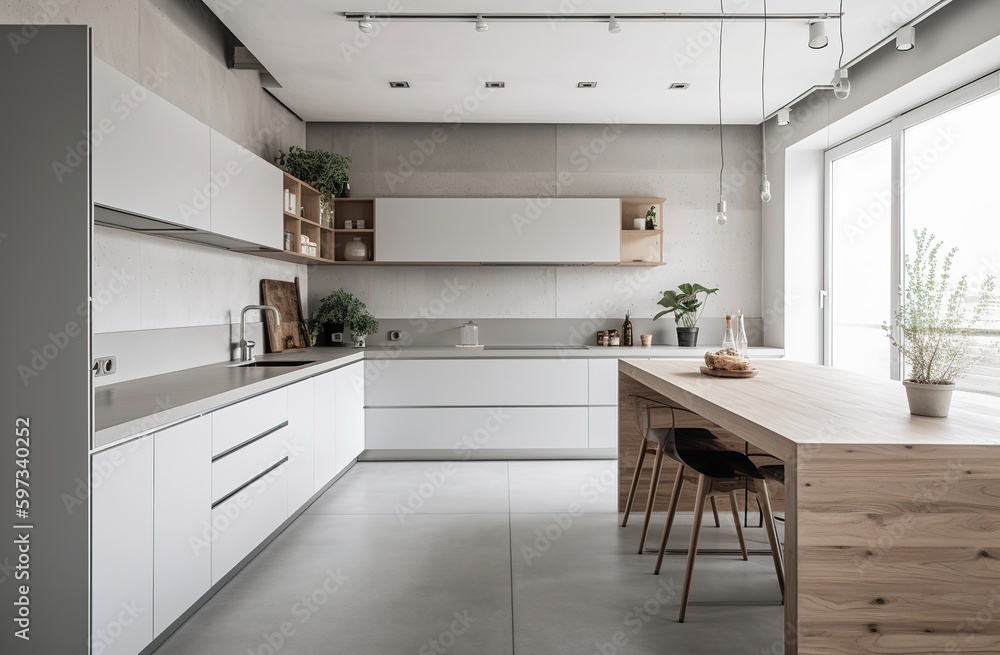Kitchen background with counter top view, generative ai Kitchen background with counter top view, generative ai