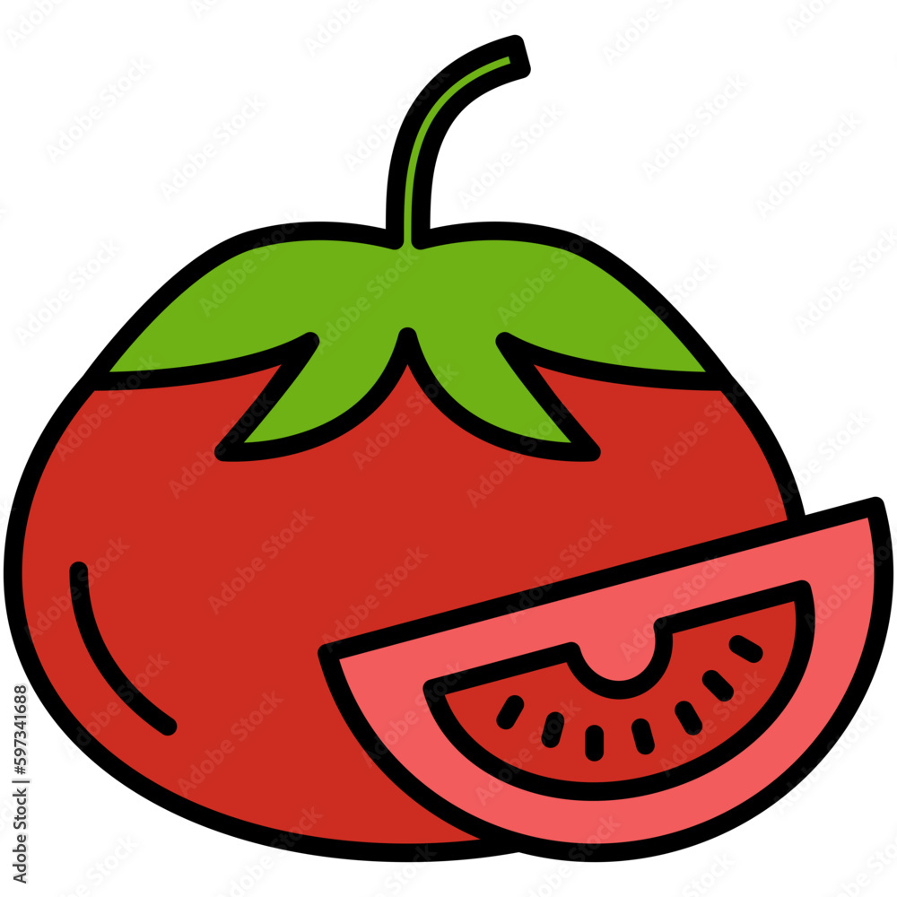 Tomato Icon. Vegetable Healthy Symbol. Line Filled Icon Vector Stock Tomato Icon. Vegetable Healthy Symbol. Line Filled Icon Vector Stock