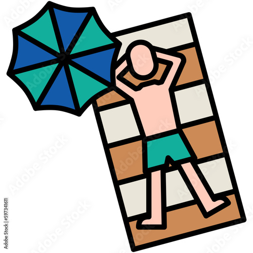 Tanning Icon. Summer Beach Symbol. Line Filled Icon Vector Stock