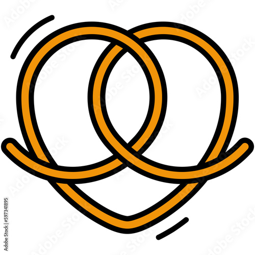 Pretzel Icon. Soft Bretzel Symbol. Line Filled Icon Vector Stock