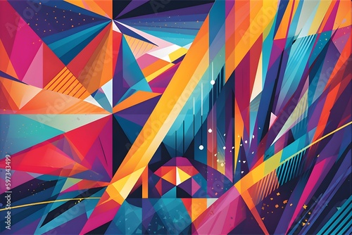 abstract background design for church stationery, incorporating geometric patterns and vibrant colors that symbolize the unity and energy of the spiritual community created by generative AI tools