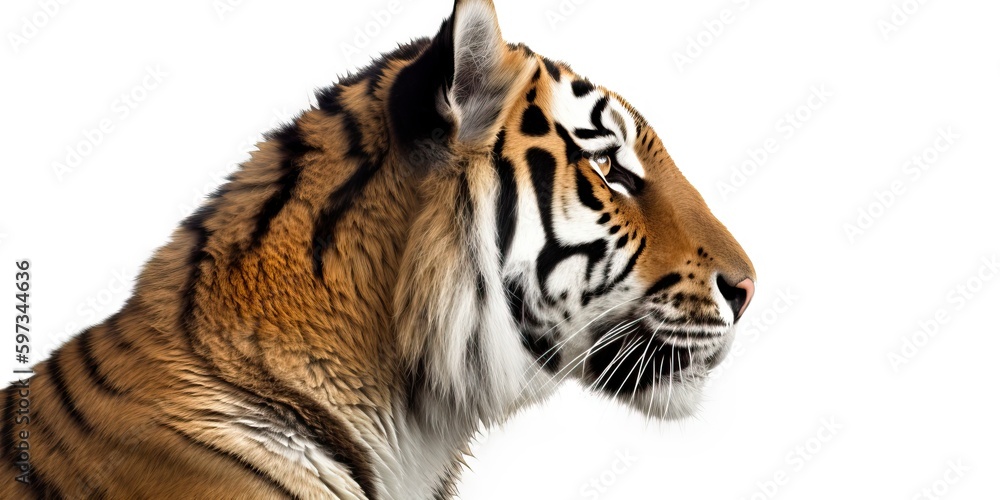 Obraz premium portrait of tiger panthera isolated on white background, generative ai