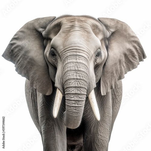portrait of elephant isolated on white background  generative ai
