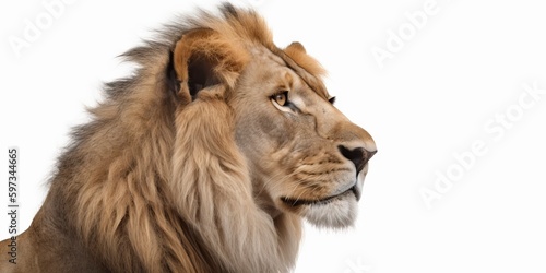 portrait of lion panthera leo isolated on white background  generative ai