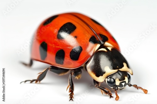happy little ladybug isolated on white background, generative ai © Anna Elizabeth