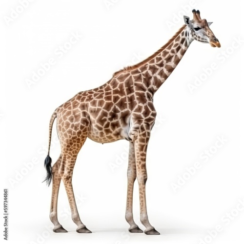 side view giraffe isolated on white background  generative ai