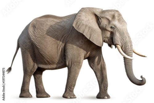side view elephant isolated on white background, generative ai