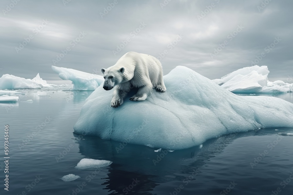 A polar bear sitting on top of an iceberg, created with Generative Ai Technology