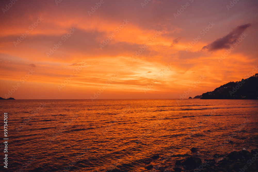 Sunset,evening seaside scenery at phuket island