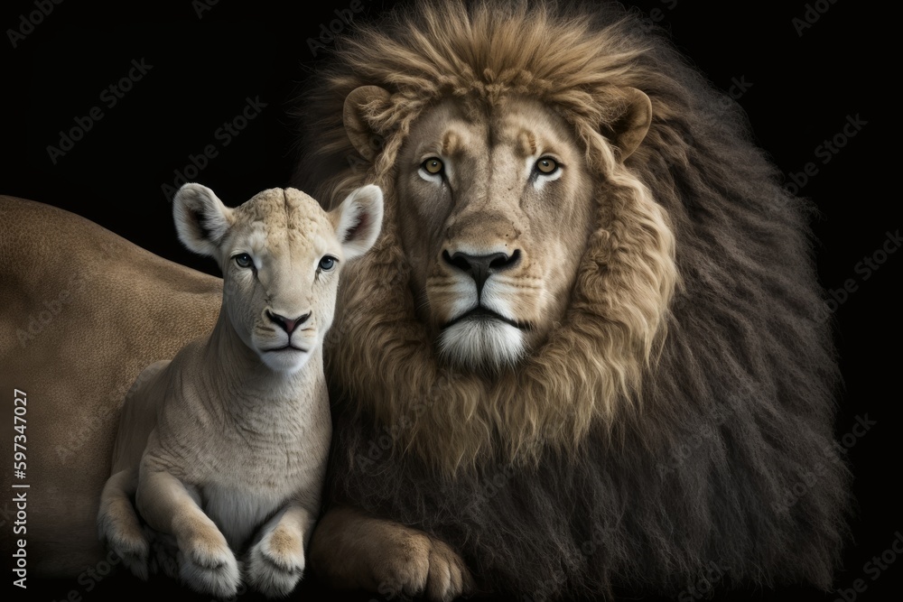 A lion and a lamb together, created with Generative Ai Technology