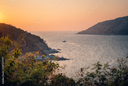 Sunset,evening seaside scenery at phuket island