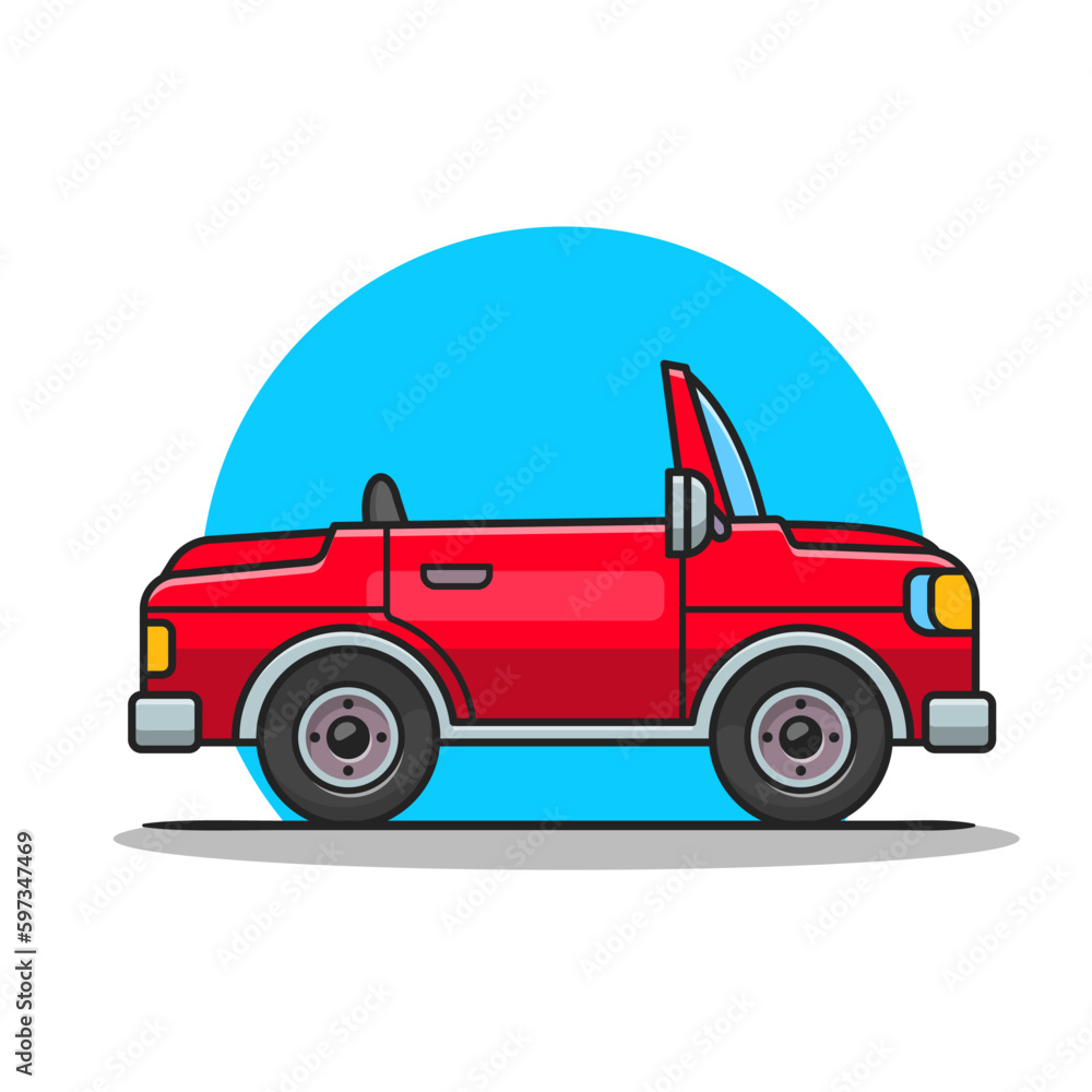 Car Vehicle Cartoon Vector Icon Illustration. Transportation Object Icon Concept Isolated Premium Vector. Flat Cartoon Style