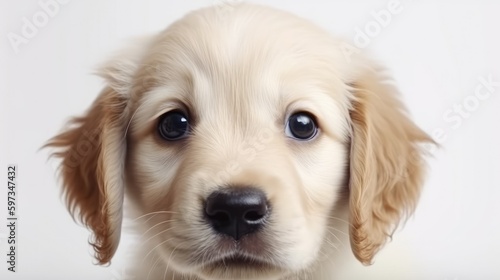 Cute golden retriever puppy on a white background © Ryan