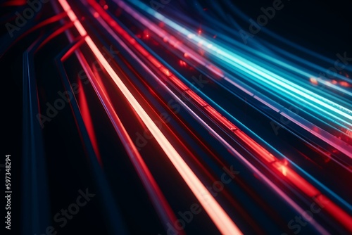 Luminous blue and red stripes radiating a lively and intense vibe, captivating viewers with electrifying energy. Generative AI