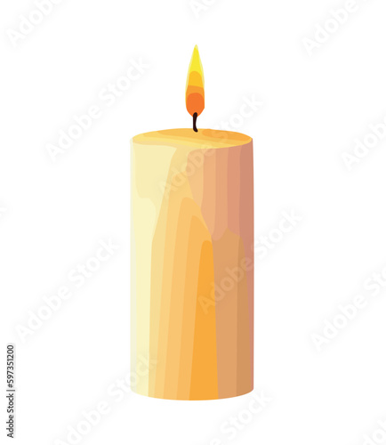 Glowing flame igniting candle