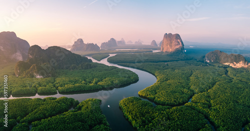 landscape Phangnga bay,Rock and island scenery and Phang Nga Bay photo