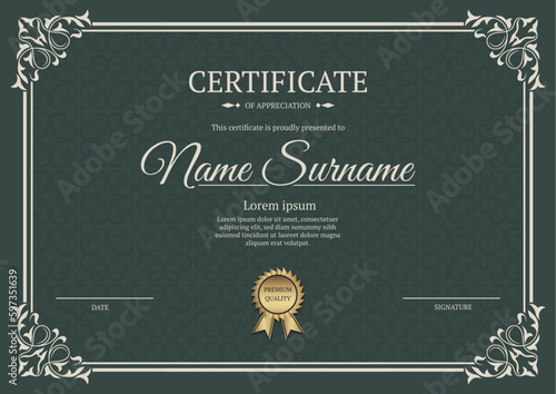 certificate template, with vintage border