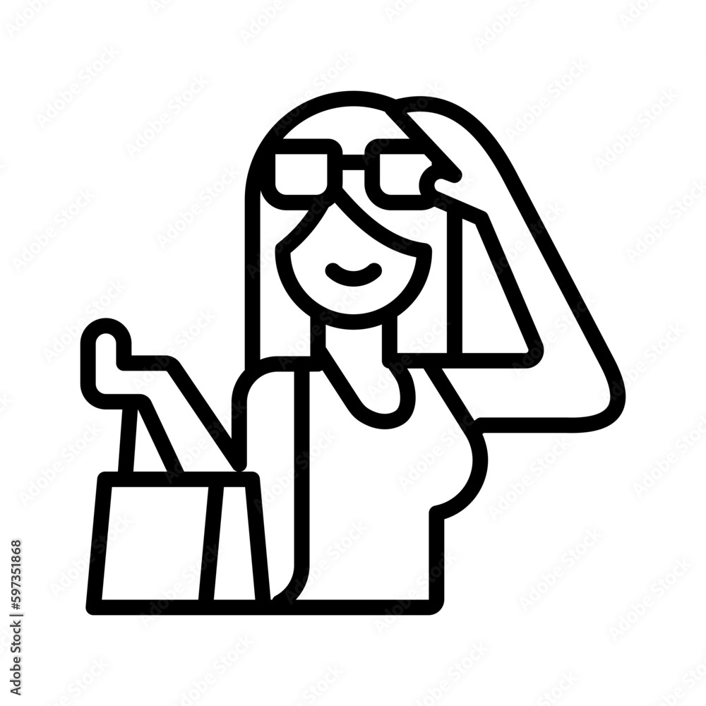 Girl outline icon for woman, shopping, people, buyer,
consumer, shopaholic logo Girl outline icon for woman, shopping, people, buyer,
consumer, shopaholic logo