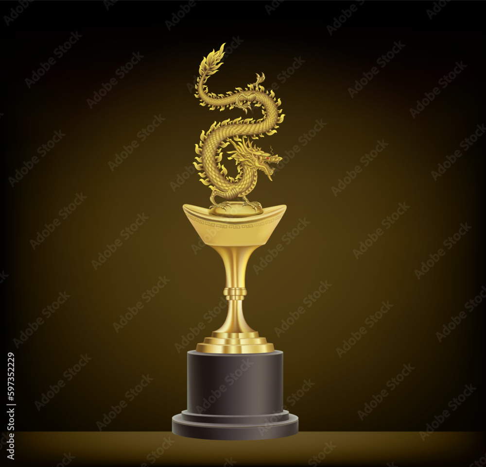 Golden dragon trophy vector illustration. Golden dragon trophy vector illustration.