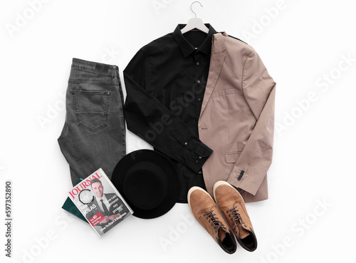 Stylish male clothes with h...