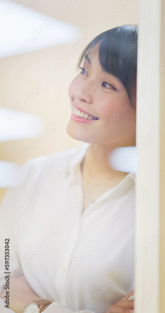 asian happy businesswoman working asian happy businesswoman working