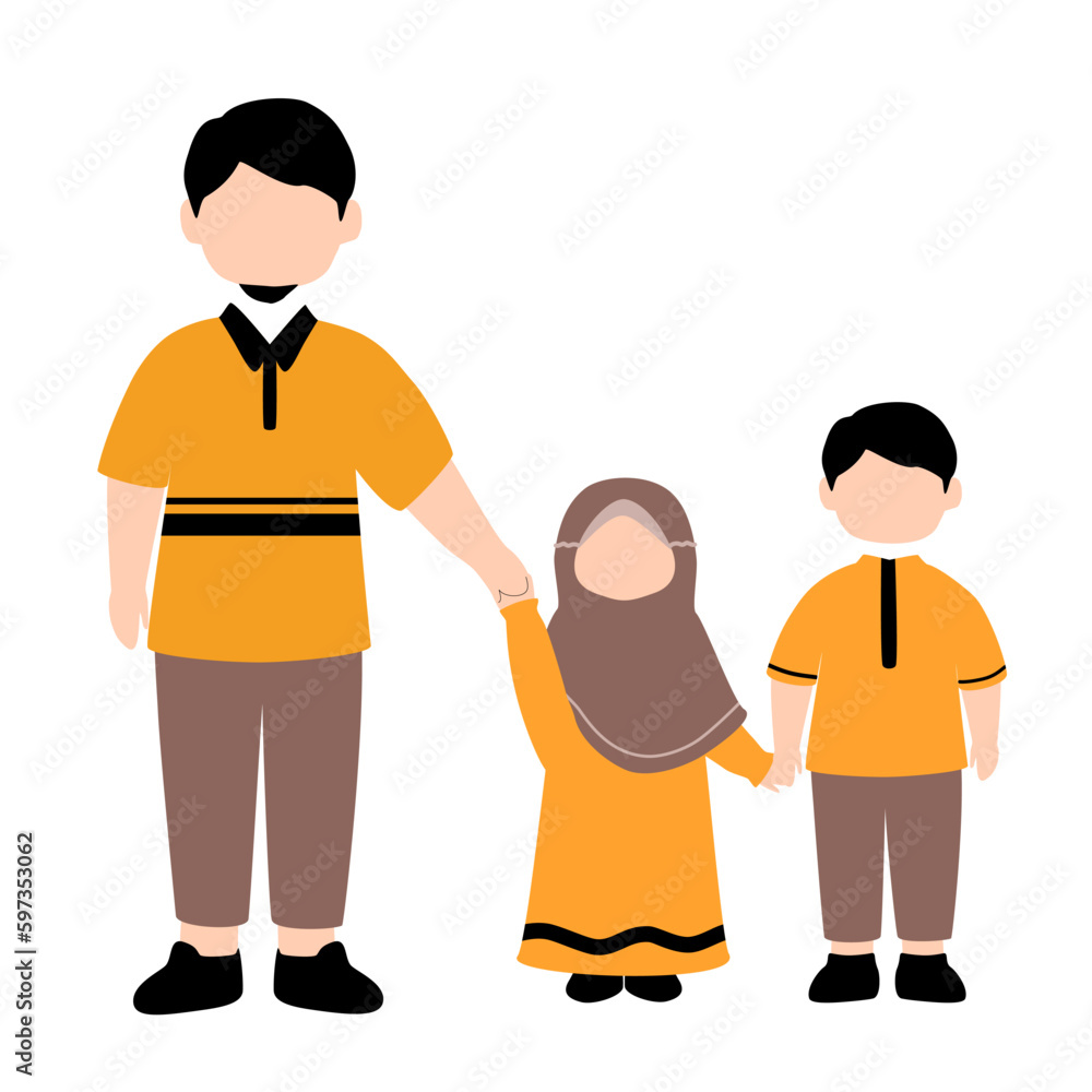 Naklejka premium Muslim family illustration