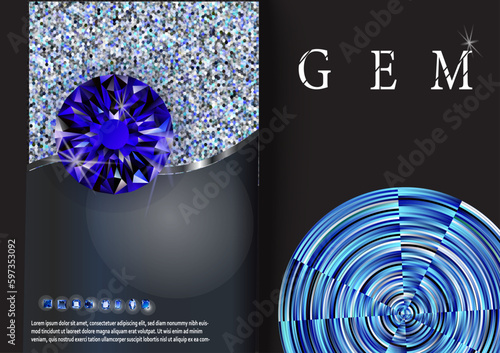 Diamond background gemstone realistic vector illustration.