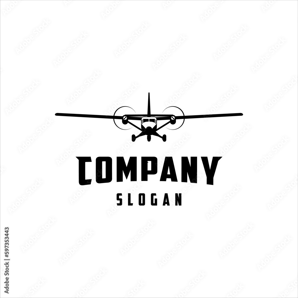 Airplane front view logo with simple style design Airplane front view logo with simple style design