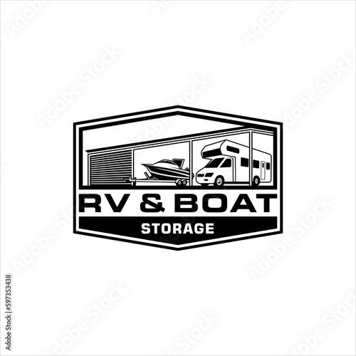 Storage facility logo in badge with simple style design