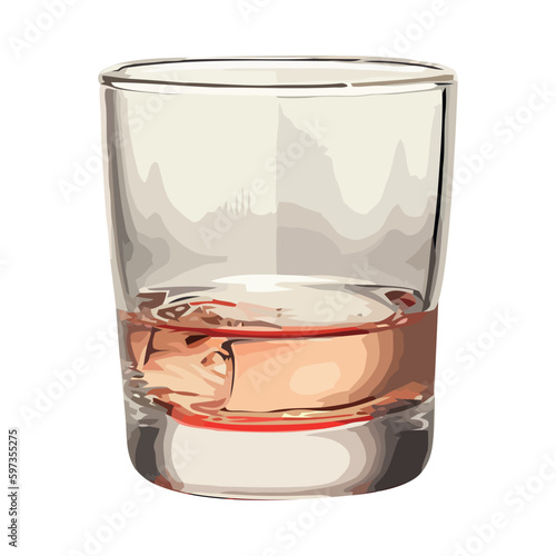 Luxury whiskey glass with ice