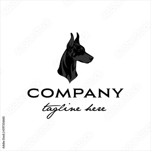 Doberman pinscher head logo with masculine style design