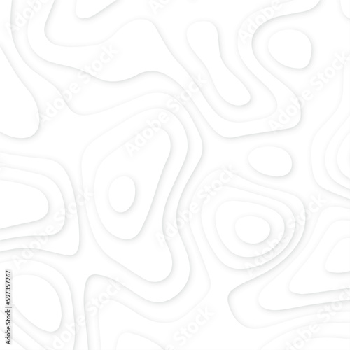 Abstract realistic papercut decoration textured with wavy layers .Topographic canyon geometric map relief texture with curved layers and shadow .Abstract wavy line 3d paper cut white background.