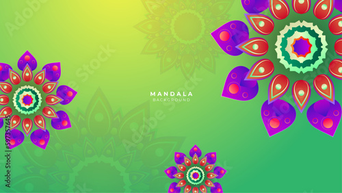 Diwali festival holiday design with paper cut style of Indian Rangoli. Purple color on yellow background. Vector illustration.