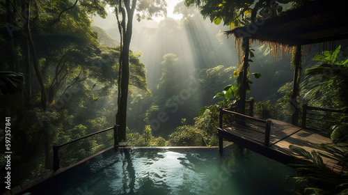 Infinity pool in the jungle. Generative Ai