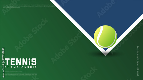 Tennis ball on line tennis court background Illustrations for use in online sporting events , Illustration Vector EPS 10
