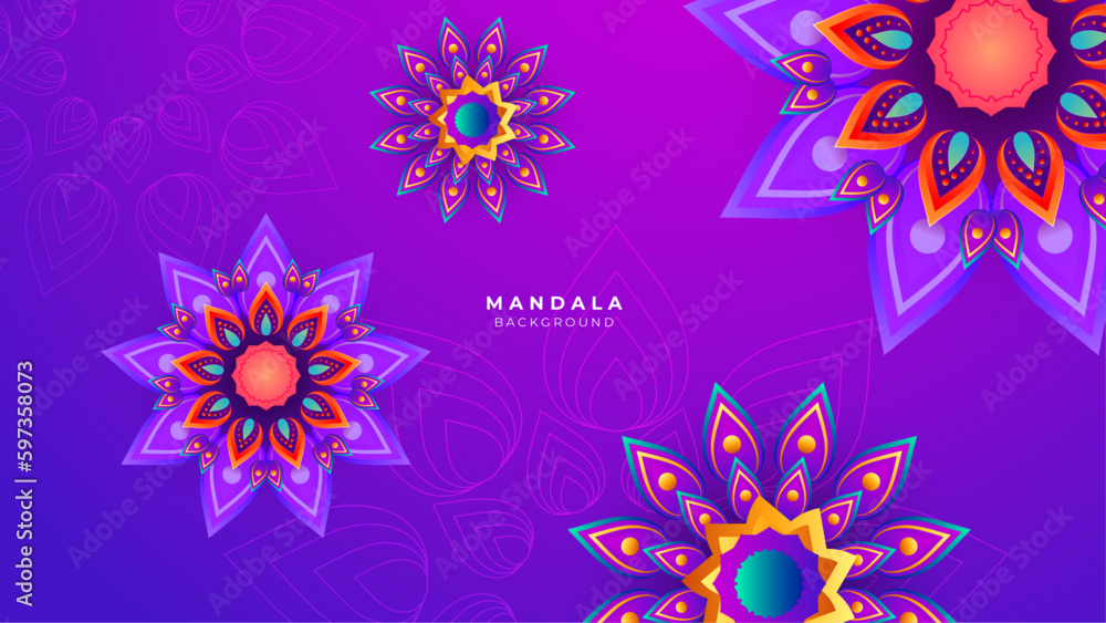 Art and Illustration Happy Diwali. Beautiful background with diwali flower elements and mandala vectors