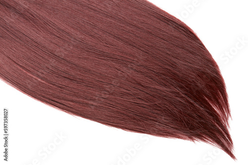 Red brown hair on white background