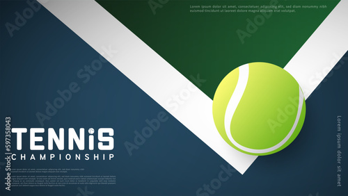 Tennis ball on  line tennis court background Illustrations for use in online sporting events , Illustration Vector  EPS 10