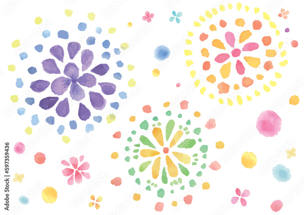 水彩手描きのかわいい花火のイラスト 水彩手描きのかわいい花火のイラスト