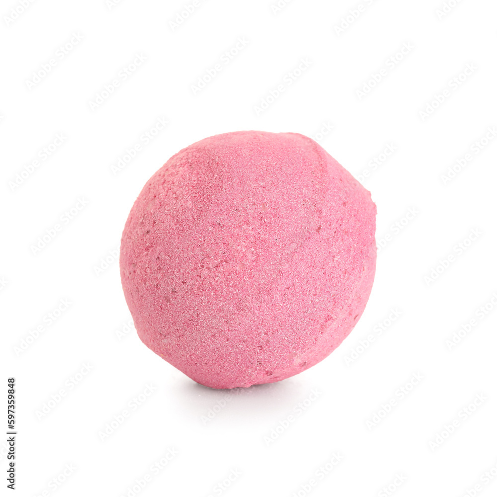 Pink bath bomb on white background Pink bath bomb on white background