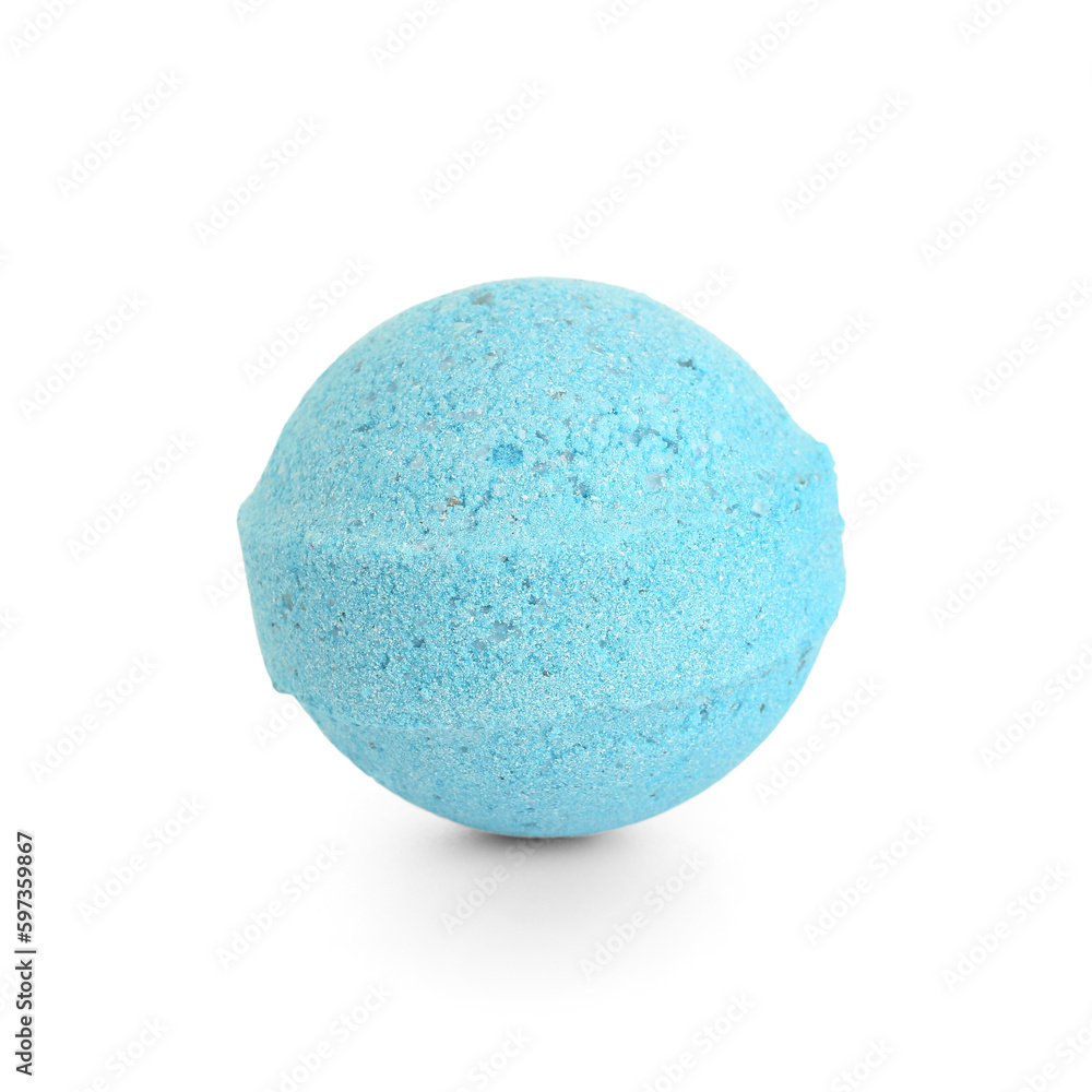 Blue bath bomb on white background Blue bath bomb on white background