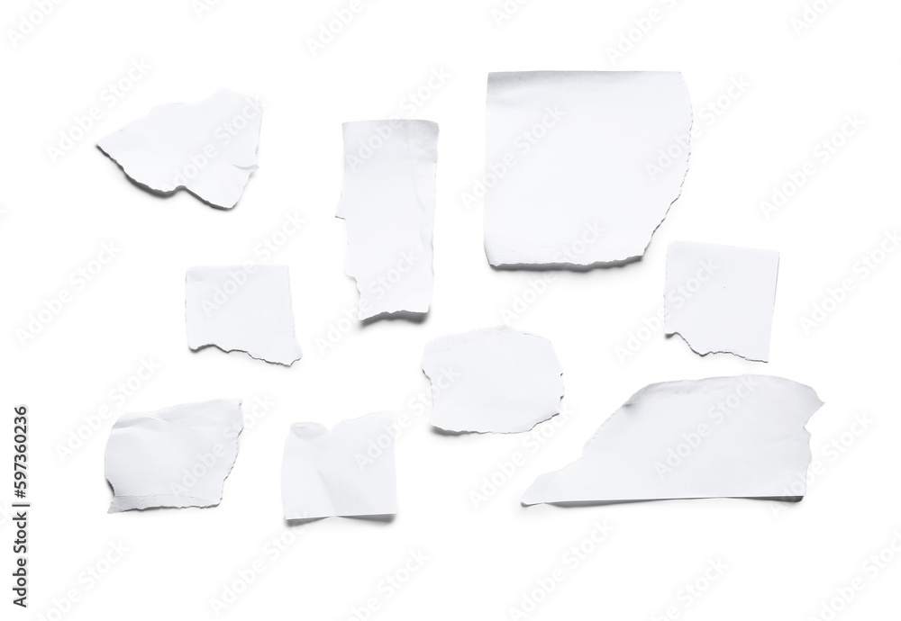 Torn pieces of paper isolated on white background Torn pieces of paper isolated on white background