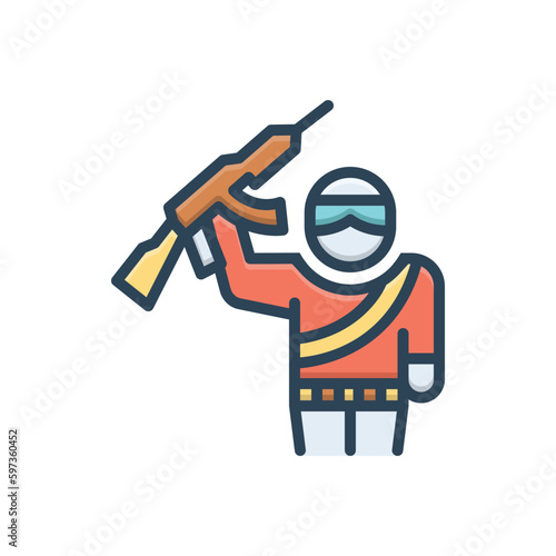 Color illustration icon for terrorists 