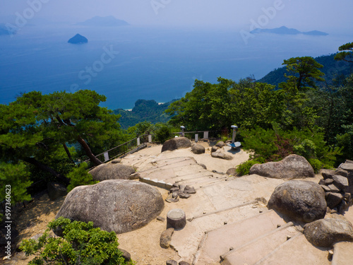 Mt. Misen observatory in Miyajima island, Hiroshima, Japan. photo