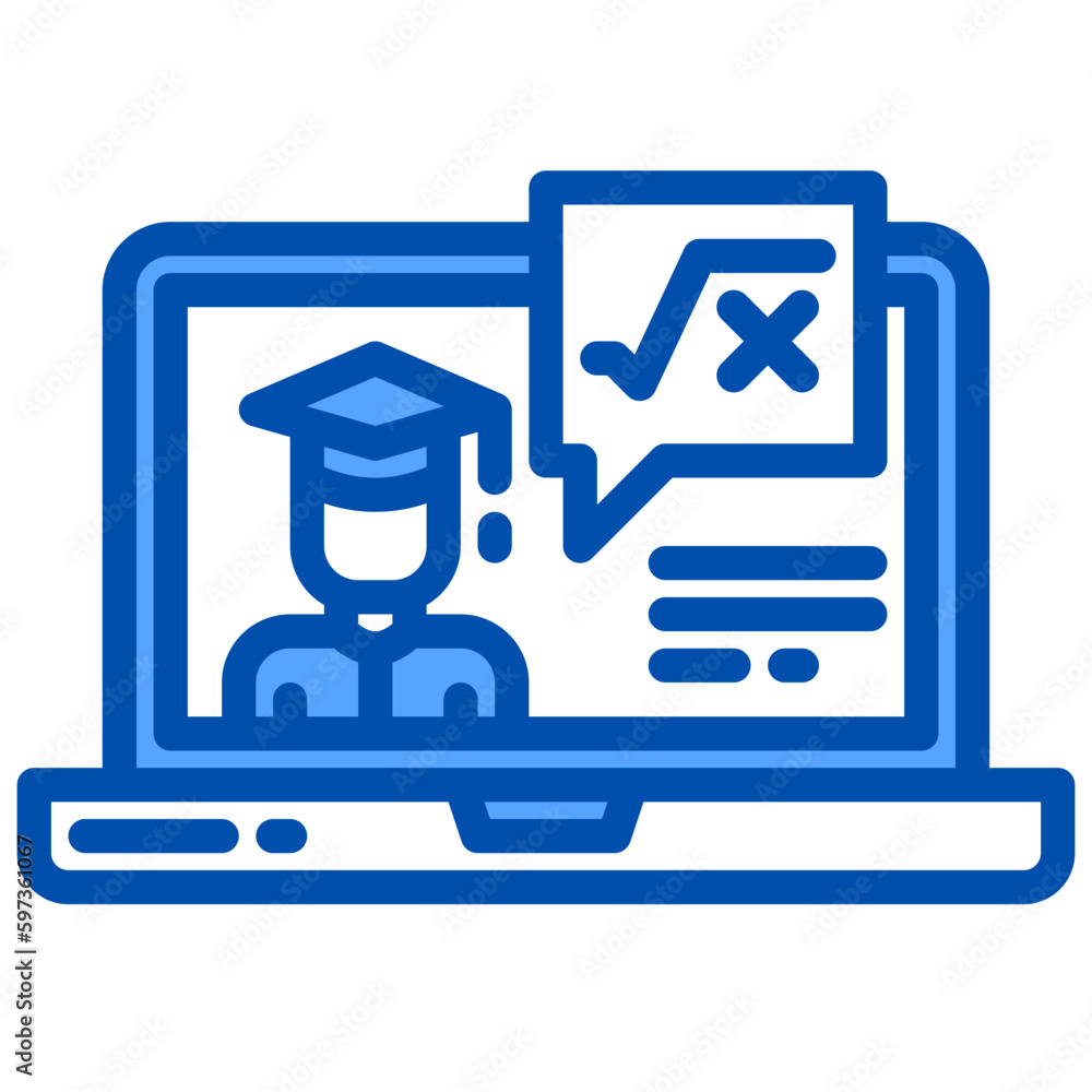 Online learning blue outline icon Online learning blue outline icon