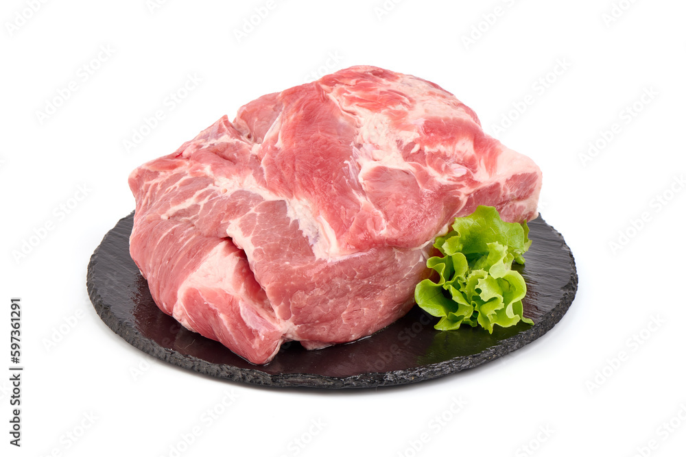Raw pork shoulder isolated on white background. Raw pork shoulder isolated on white background.