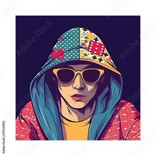 Fashionable model wear winter jackets and sunglasses