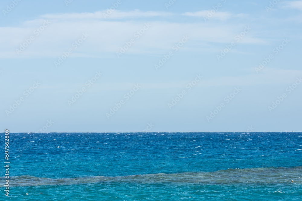 blue water from the sea with blue sky in egypt