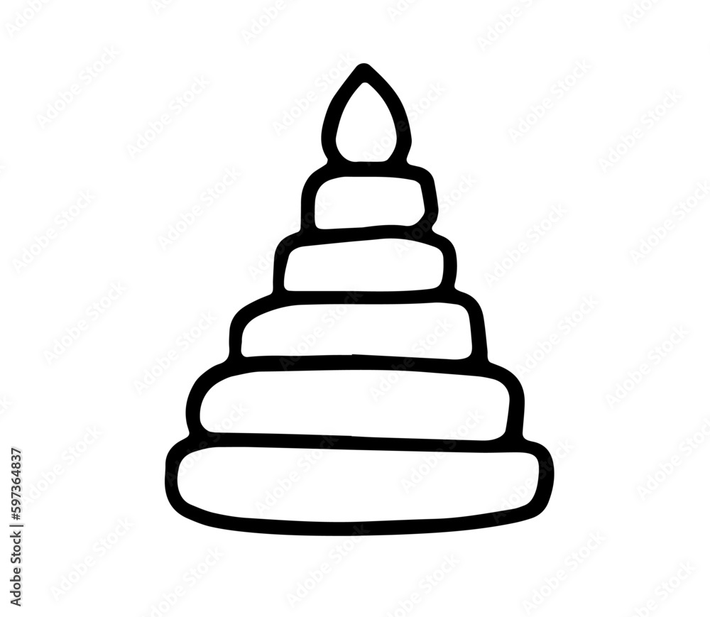 Child pyramid toy. Doodle vector outline illustration Child pyramid toy. Doodle vector outline illustration